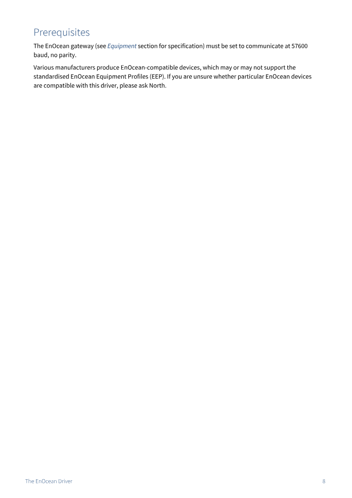 Preview thumbnail of page 8 of the EnOcean Driver Manual PDF document.